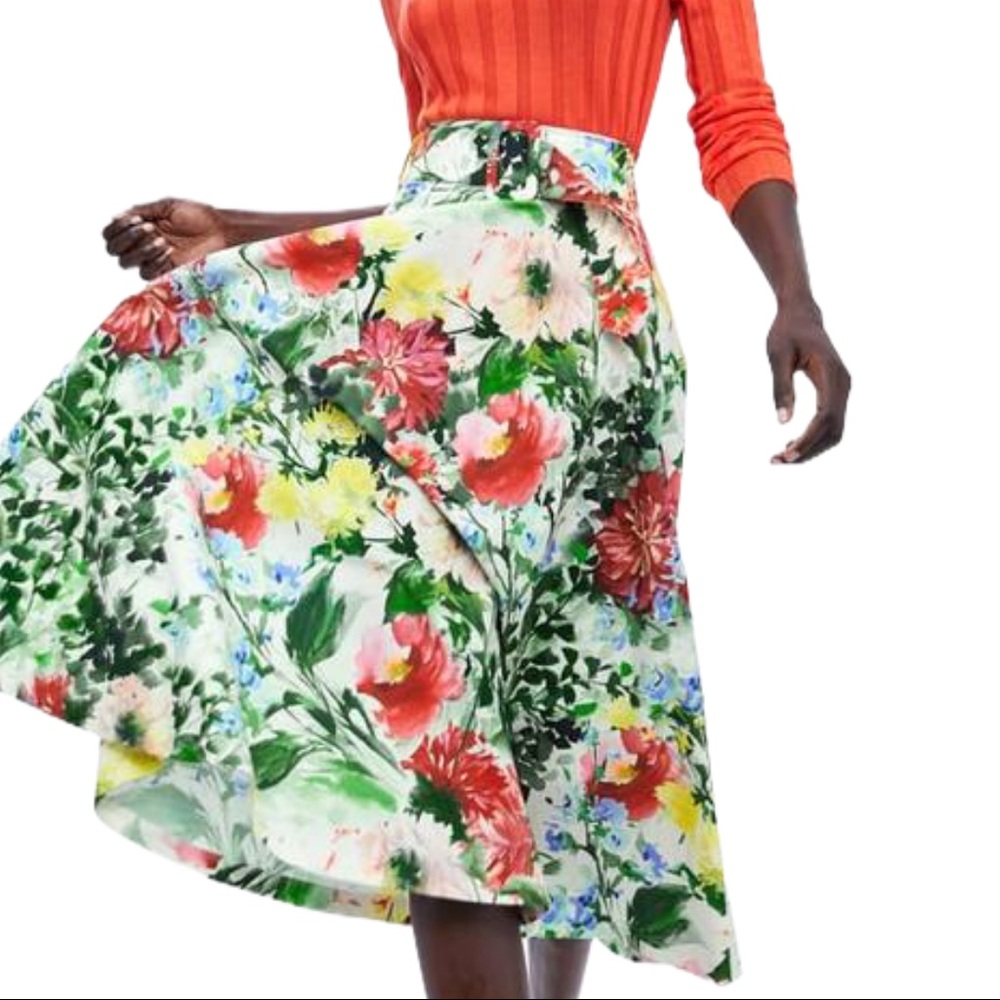 Philosophy Belted Floral Midi Skirt NWT